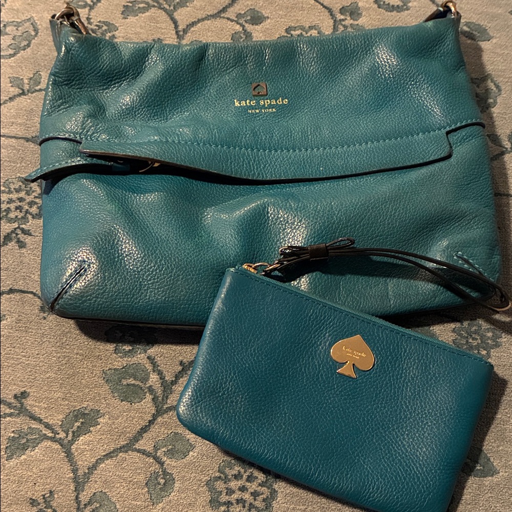 Kate Spade teal Crossbody Bag with wristlet